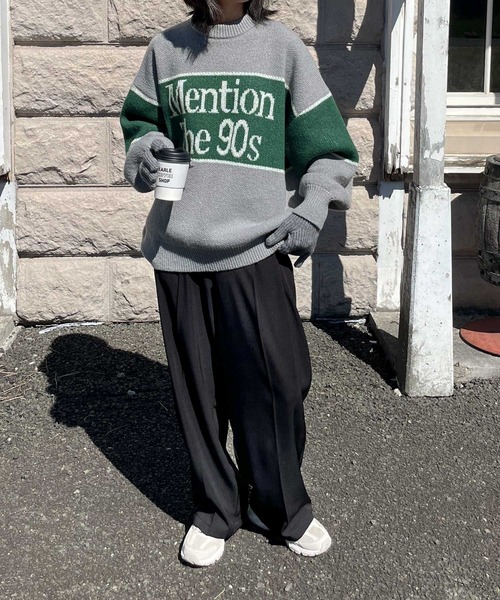 Chillfar（チルファー）の「ジャガードロゴニット（ニット/セーター・レディース・グレー/ネイビー/グリーン・FREE）」の6枚目の写真