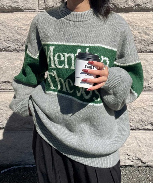 Chillfar（チルファー）の「ジャガードロゴニット（ニット/セーター・レディース・グレー/ネイビー/グリーン・FREE）」の7枚目の写真