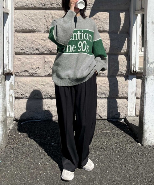 Chillfar（チルファー）の「ジャガードロゴニット（ニット/セーター・レディース・グレー/ネイビー/グリーン・FREE）」の8枚目の写真