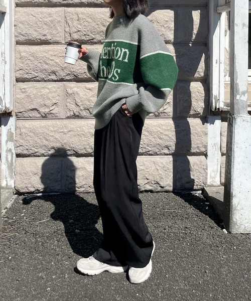 Chillfar（チルファー）の「ジャガードロゴニット（ニット/セーター・レディース・グレー/ネイビー/グリーン・FREE）」の9枚目の写真