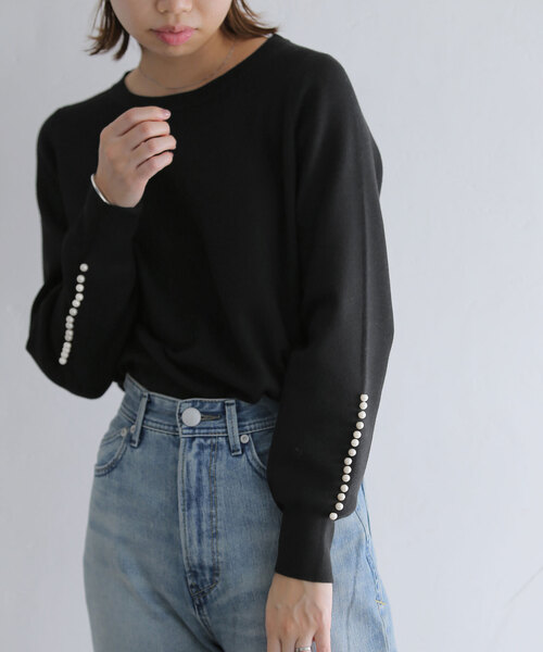 La TOTALITE(ラトータリテ)の「ウォッシャブルパールニットプルオーバー(ニット/セーター・レディース・ブラック/チャコールグレー/レッド・FREE)」の7枚目の写真