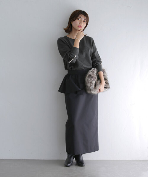 La TOTALITE(ラトータリテ)の「ウォッシャブルパールニットプルオーバー(ニット/セーター・レディース・ブラック/チャコールグレー/レッド・FREE)」の9枚目の写真