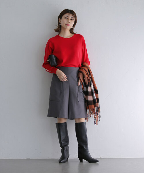 La TOTALITE(ラトータリテ)の「ウォッシャブルパールニットプルオーバー(ニット/セーター・レディース・ブラック/チャコールグレー/レッド・FREE)」の13枚目の写真