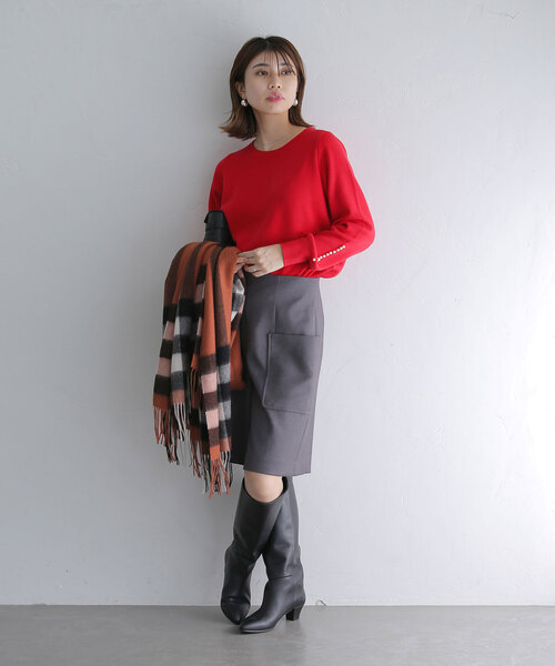 La TOTALITE(ラトータリテ)の「ウォッシャブルパールニットプルオーバー(ニット/セーター・レディース・ブラック/チャコールグレー/レッド・FREE)」の14枚目の写真