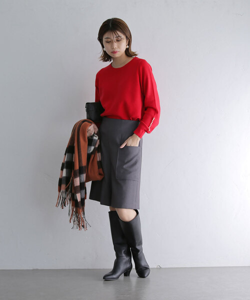 La TOTALITE(ラトータリテ)の「ウォッシャブルパールニットプルオーバー(ニット/セーター・レディース・ブラック/チャコールグレー/レッド・FREE)」の15枚目の写真