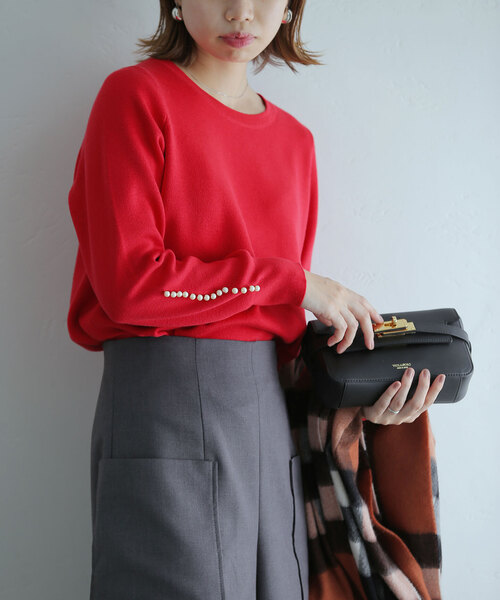 La TOTALITE(ラトータリテ)の「ウォッシャブルパールニットプルオーバー(ニット/セーター・レディース・ブラック/チャコールグレー/レッド・FREE)」の17枚目の写真