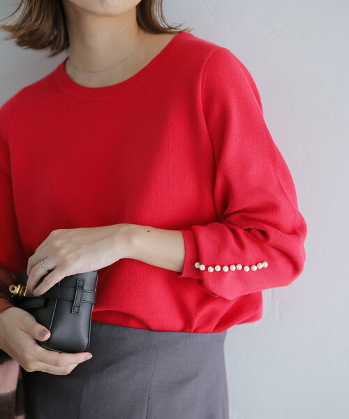 La TOTALITE(ラトータリテ)の「ウォッシャブルパールニットプルオーバー(ニット/セーター・レディース・ブラック/チャコールグレー/レッド・FREE)」の18枚目の写真