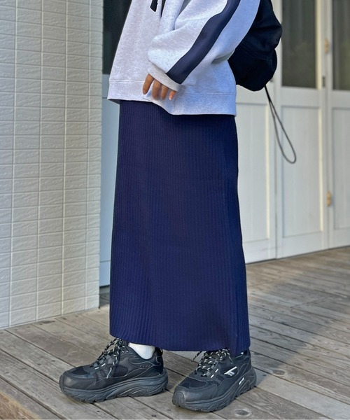 CPCM（シーピーシーエム）の「リブナロースカート（スカート・レディース・ブラック/アイボリー/チャコールグレー/オレンジ/レッド/ネイビー・FREE/MT）」の5枚目の写真