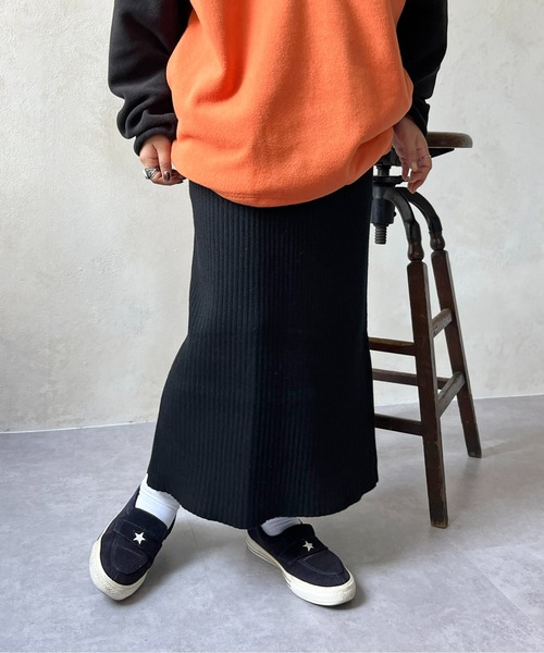 CPCM（シーピーシーエム）の「リブナロースカート（スカート・レディース・ブラック/アイボリー/チャコールグレー/オレンジ/レッド/ネイビー・FREE/MT）」の11枚目の写真