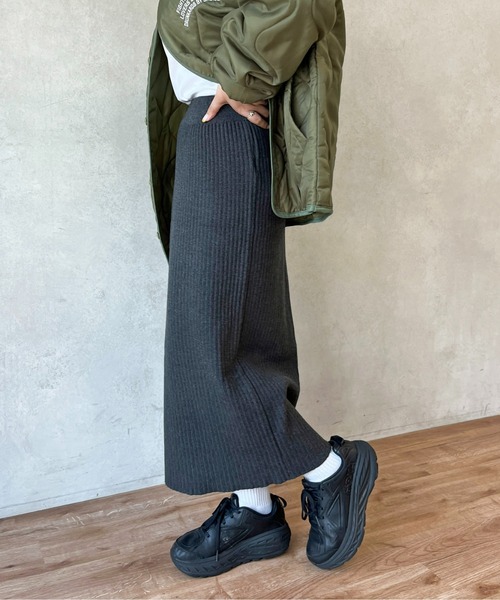 CPCM（シーピーシーエム）の「リブナロースカート（スカート・レディース・ブラック/アイボリー/チャコールグレー/オレンジ/レッド/ネイビー・FREE/MT）」の14枚目の写真