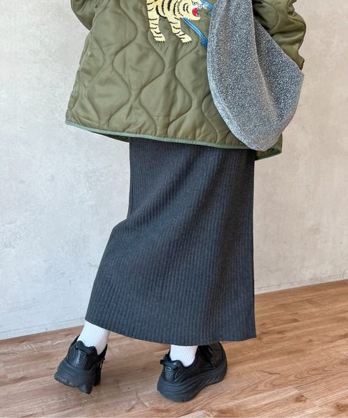 CPCM（シーピーシーエム）の「リブナロースカート（スカート・レディース・ブラック/アイボリー/チャコールグレー/オレンジ/レッド/ネイビー・FREE/MT）」の9枚目の写真