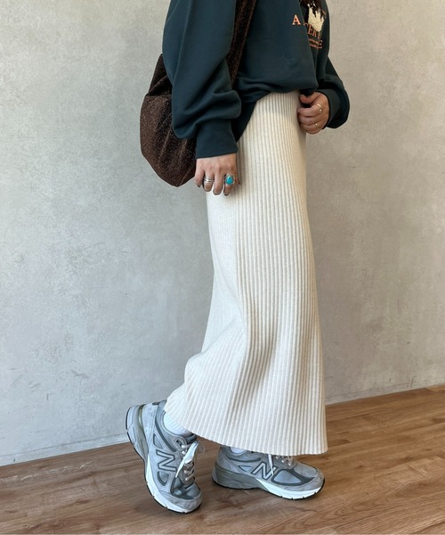 CPCM（シーピーシーエム）の「リブナロースカート（スカート・レディース・ブラック/アイボリー/チャコールグレー/オレンジ/レッド/ネイビー・FREE/MT）」の10枚目の写真