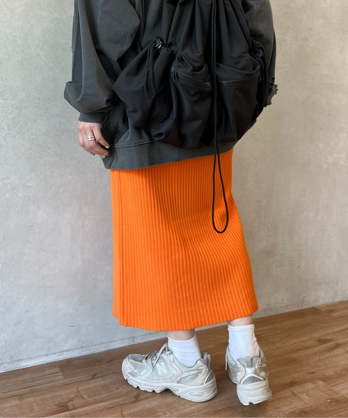 CPCM（シーピーシーエム）の「リブナロースカート（スカート・レディース・ブラック/アイボリー/チャコールグレー/オレンジ/レッド/ネイビー・FREE/MT）」の20枚目の写真