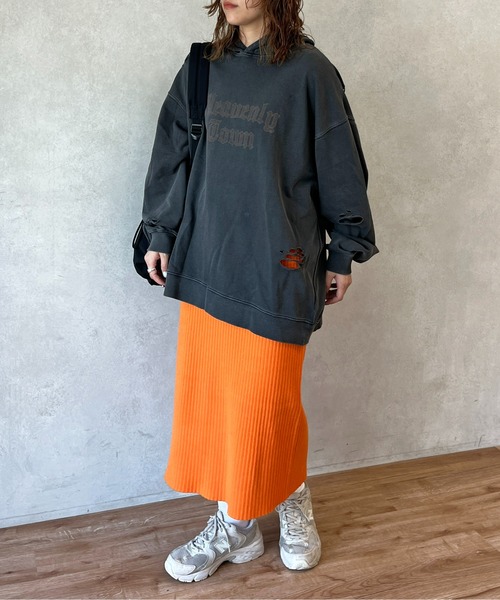 CPCM（シーピーシーエム）の「リブナロースカート（スカート・レディース・ブラック/アイボリー/チャコールグレー/オレンジ/レッド/ネイビー・FREE/MT）」の8枚目の写真