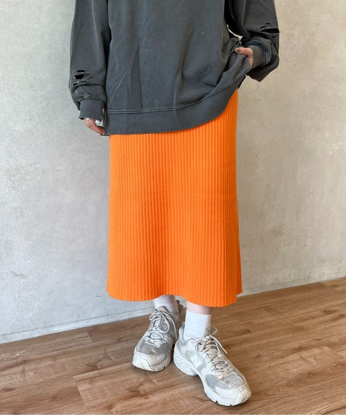 CPCM（シーピーシーエム）の「リブナロースカート（スカート・レディース・ブラック/アイボリー/チャコールグレー/オレンジ/レッド/ネイビー・FREE/MT）」の13枚目の写真