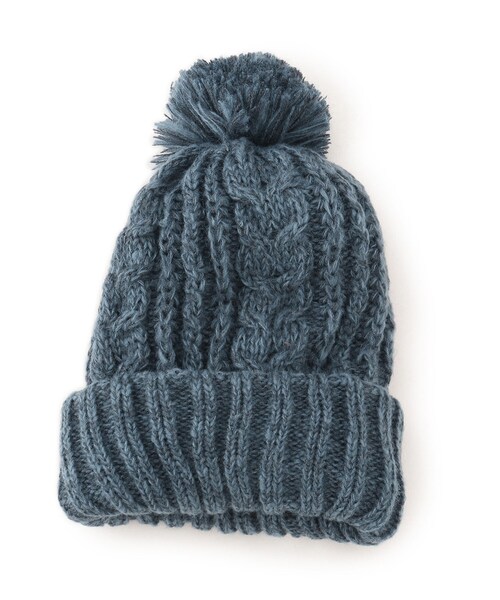 SHOO・LA・RUE(シューラルー)の「◆マフラーにもなる!2WAYニット帽(ニットキャップ/ビーニー・レディース・ブルー/ブラック/ベージュ/パープル系/グレー・00)」の4枚目の写真