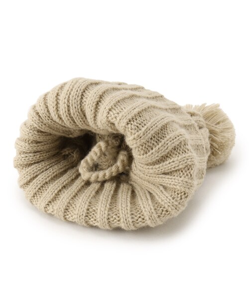 SHOO・LA・RUE(シューラルー)の「◆マフラーにもなる!2WAYニット帽(ニットキャップ/ビーニー・レディース・ブルー/ブラック/ベージュ/パープル系/グレー・00)」の8枚目の写真