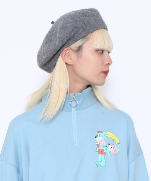 PUNYUS（プニュズ）の「ウールベレー帽（ハンチング/ベレー帽・レディース・ブラック/グレー・FREE）」の2枚目の写真