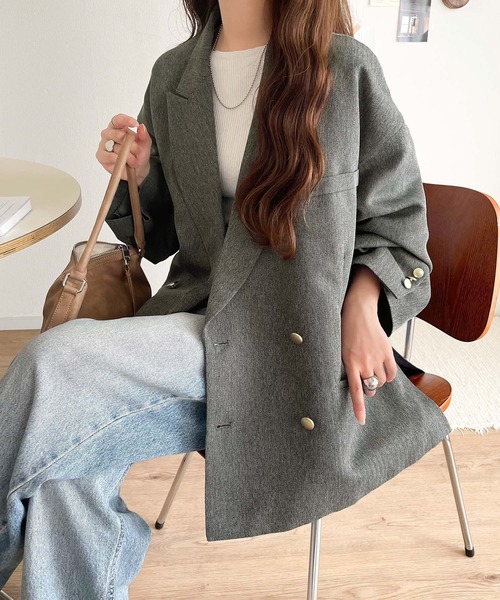 セール】これ一着で好印象。 サイド スリット オーバーサイズ ダブル