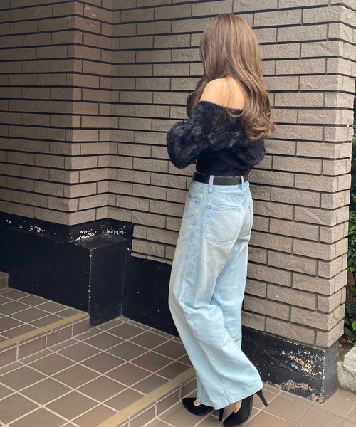 NANEA(ナネア)の「アンサンブル クロップド丈フロントリボンシャギーニットトップス(ニット/セーター・レディース・グレー/ベージュ/ブラック/ホワイト/ピンク/ネイビー/ライトベージュ・フリー)」の22枚目の写真
