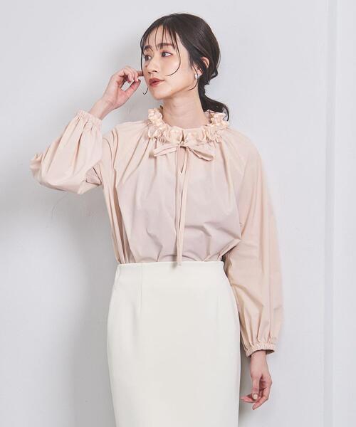 美品#ユナイテッドアローズ2024AW #オーガンジーフリル　リボン付きブラウス 美品#ユナイテッドアローズ2024AW #オーガンジーフリル リボン