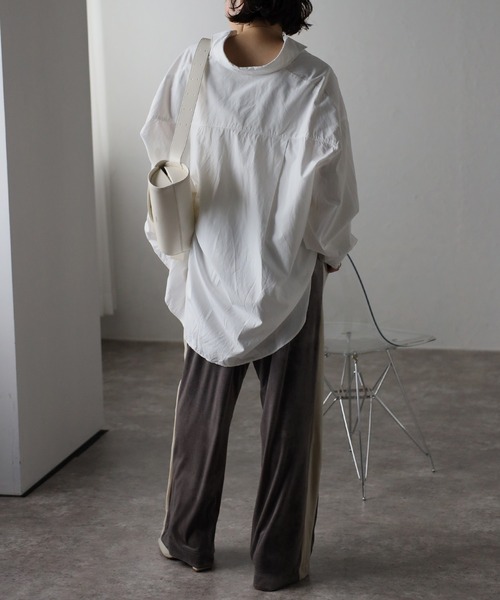 Bonjour Sagan（ボンジュールサガン）の「ベロアラインリラックスパンツ（その他パンツ・レディース・グレイッシュベージュ/ブラック/ネイビー・FREE）」の19枚目の写真