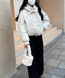 nemne store（ネンネストア）の「《Delfy》フード付きリボン中綿ショートブルゾン（ダウンジャケット/コート）」