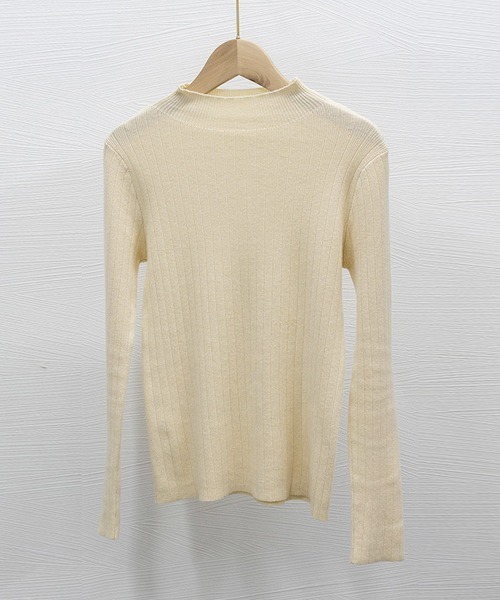 Miniministore(ミニミニストア)の「韓国リブニットトップス ハイネック 長袖(ニット/セーター・レディース・ブラック/アイボリー/ブルー/グリーン/ブラウン/グレー/チェリーピンク/ベージュ/ホワイト・フリー)」の22枚目の写真