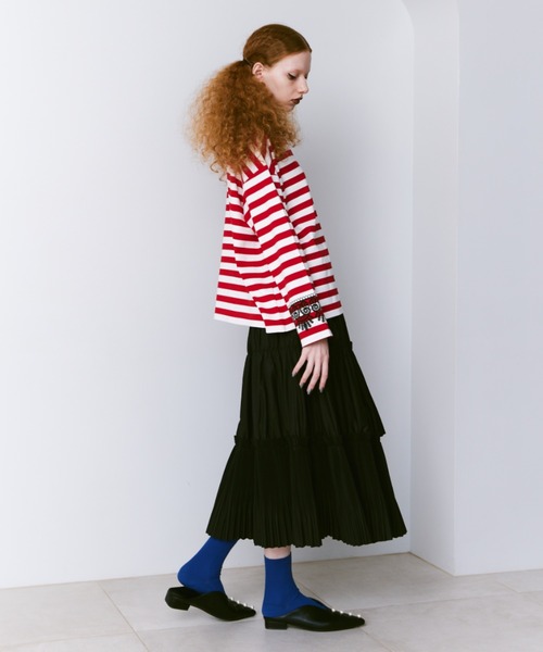 manana suerte(マニャーナスエルテ)の「レースプリントボーダーロングスリーブTシャツ(Tシャツ/カットソー・レディース・ブラック/レッド・FREE)」の16枚目の写真