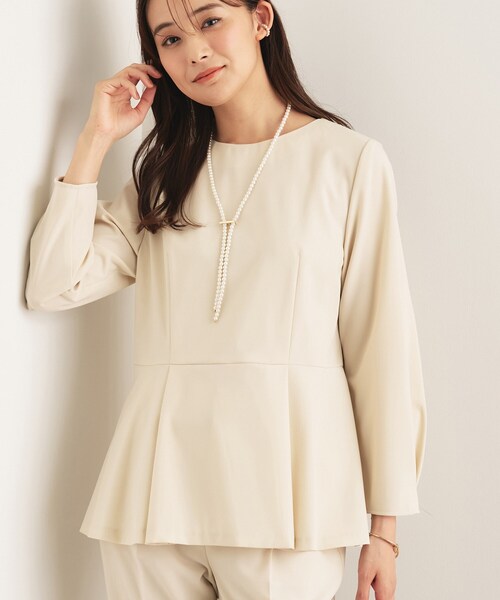 新品タグ付⭐︎INDIVI 希少サイズ19 5L ペプラムブラウス セレモニー セール】【洗える／SETUP可能／セレモニー】ペプラムブラウス（シャツ