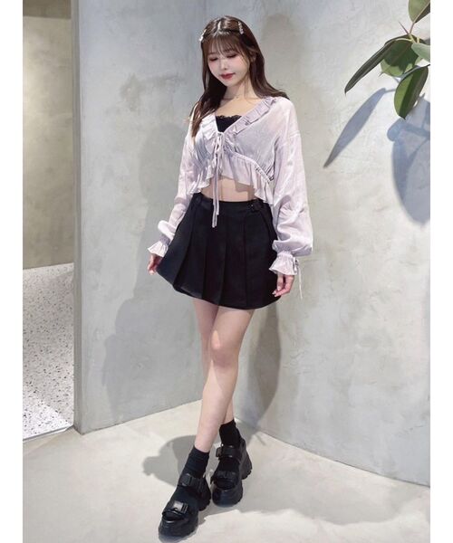 EATME（イートミー）の「リボンフリルペプラムTOP（シャツ/ブラウス・レディース・ブラック/ピンク/アイボリー・FREE）」の4枚目の写真