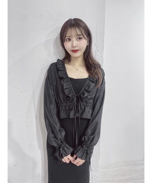 EATME（イートミー）の「リボンフリルペプラムTOP（シャツ/ブラウス・レディース・ブラック/ピンク/アイボリー・FREE）」の10枚目の写真