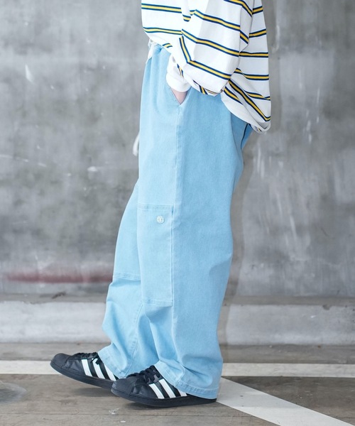 ELEMENT(エレメント)の「ELEMENT メンズ SHOD PANTS DOUBLE デニムパンツ/エレメントリラックスワイドフィットダブルニーデニムパンツ(デニムパンツ・メンズ・ライトブルー/インディゴブルー/ブルー系その他・LARGE/X-LARGE/MEDIUM)」の5枚目の写真