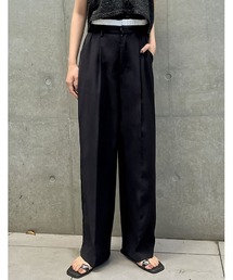 Re:EDIT | [2024SS COLLECTION][低身長/高身長サイズ有]ソフトツイルダブルウエストスラックスパンツ(スラックス)