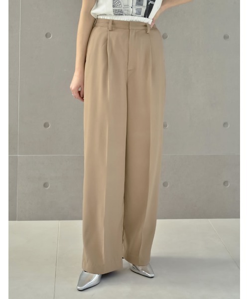 Re:EDIT（リエディ）の「[2024SS COLLECTION][低身長/高身長サイズ有]ソフトツイルダブルウエストスラックスパンツ（スラックス・レディース・ベージュ/チャコールグレー/グレー/ブラック・SMALL/MEDIUM/SHORT/LARGE/TALL）」の10枚目の写真