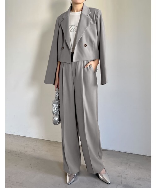 Re:EDIT（リエディ）の「[2024SS COLLECTION][低身長/高身長サイズ有]ソフトツイルダブルウエストスラックスパンツ（スラックス・レディース・ベージュ/チャコールグレー/グレー/ブラック・SMALL/MEDIUM/SHORT/LARGE/TALL）」の11枚目の写真
