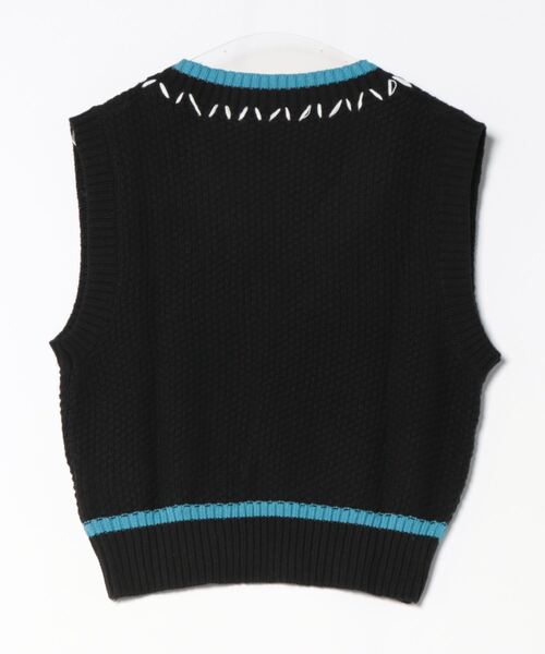 miette（ミエット）の「配色ステッチVネックベスト（ベスト・レディース・ピンク/アイボリー/ブラック・FREE）」の4枚目の写真