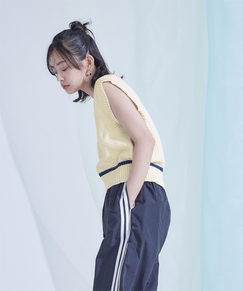 miette（ミエット）の「配色ステッチVネックベスト（ベスト・レディース・ピンク/アイボリー/ブラック・FREE）」の14枚目の写真