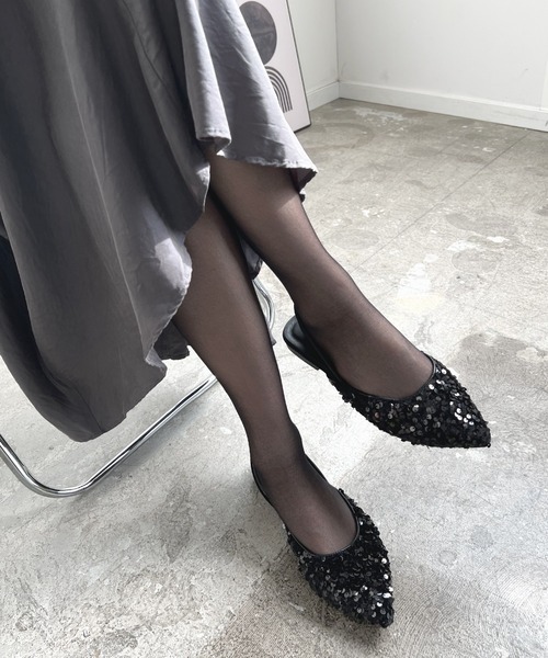 Futier land（フューティアランド）の「スパンコールポインテッドフラットミュール（パンプス・レディース・シルバー/ブラック・36/37/38/39/40）」の11枚目の写真