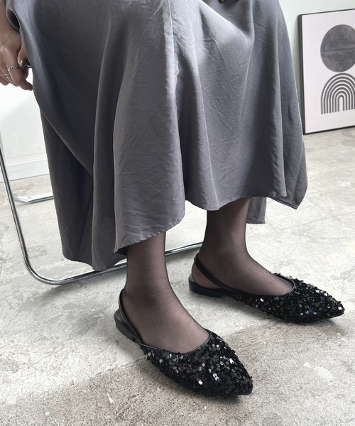 Futier land（フューティアランド）の「スパンコールポインテッドフラットミュール（パンプス・レディース・シルバー/ブラック・36/37/38/39/40）」の13枚目の写真