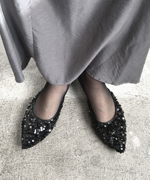 Futier land（フューティアランド）の「スパンコールポインテッドフラットミュール（パンプス・レディース・シルバー/ブラック・36/37/38/39/40）」の14枚目の写真