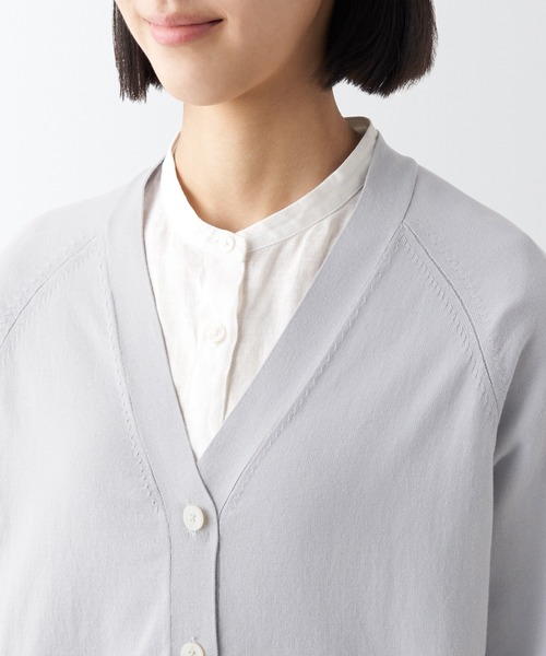 無印良品(ムジルシリョウヒン)の「UVカット強撚Vネックワイドカーディガン(カーディガン/ボレロ・レディース・グリーン/ライトグレー系/ブラック/ブラウン・XL/L/M/XS/S)」の14枚目の写真