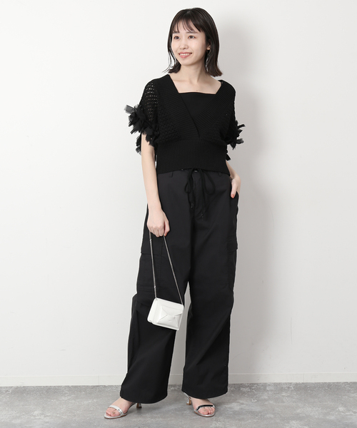 SLOBE IENA(スローブイエナ)の「パラシュートパンツ(カーゴパンツ・レディース・ブラック/アイボリー・36/38)」の3枚目の写真