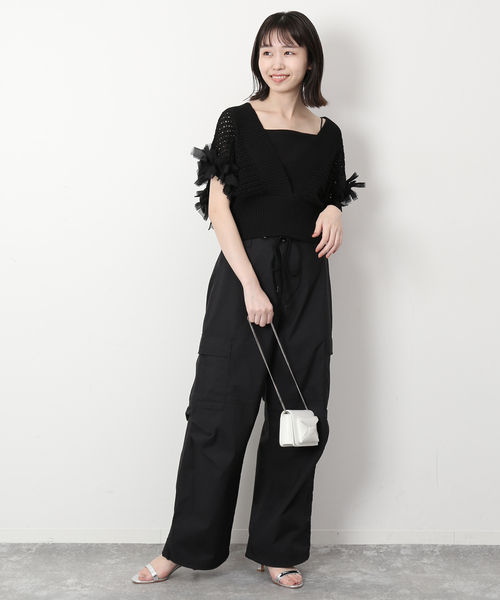 SLOBE IENA(スローブイエナ)の「パラシュートパンツ(カーゴパンツ・レディース・ブラック/アイボリー・36/38)」の4枚目の写真