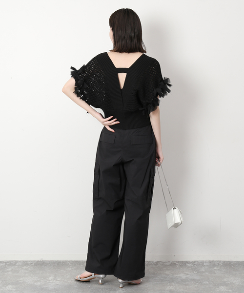SLOBE IENA(スローブイエナ)の「パラシュートパンツ(カーゴパンツ・レディース・ブラック/アイボリー・36/38)」の6枚目の写真