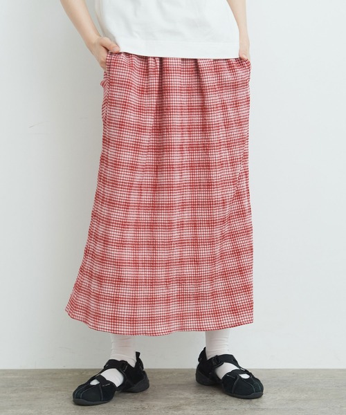 bulle de savon（ビュルデサボン）の「ちぢみCHECK ギャザースカート