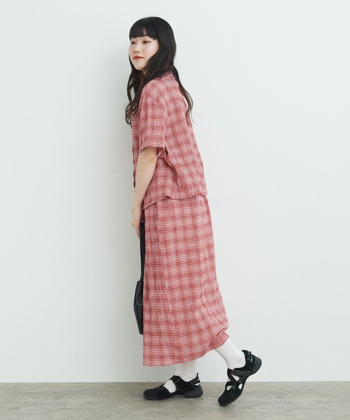bulle de savon（ビュルデサボン）の「ちぢみCHECK ギャザー