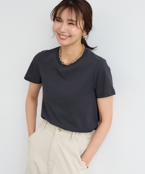 BARNYARDSTORM(バンヤードストーム)の「BARNYARDSTORM / スタンダードTシャツ とにかく万能!きれいめベーシックT / マシンウォッシャブル(Tシャツ/カットソー・レディース・ホワイト/ブラック/ベージュ/ブラウン/レッド/ライトブルー/キャメル/サックスブルー/チャコールグレー・M/S/XS/L)」の4枚目の写真