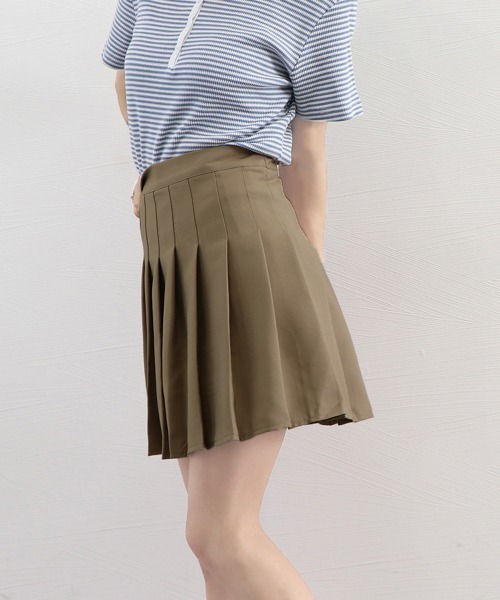 セール】【新サイズ追加】ボックスプリーツスカート ミニスカート黒