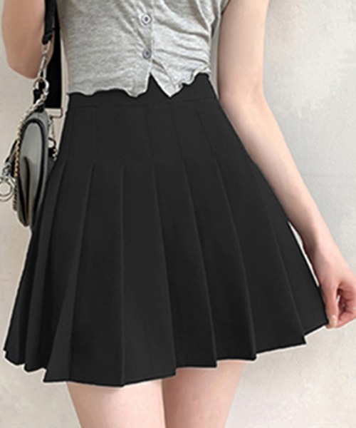 セール】【新サイズ追加】ボックスプリーツスカート ミニスカート黒